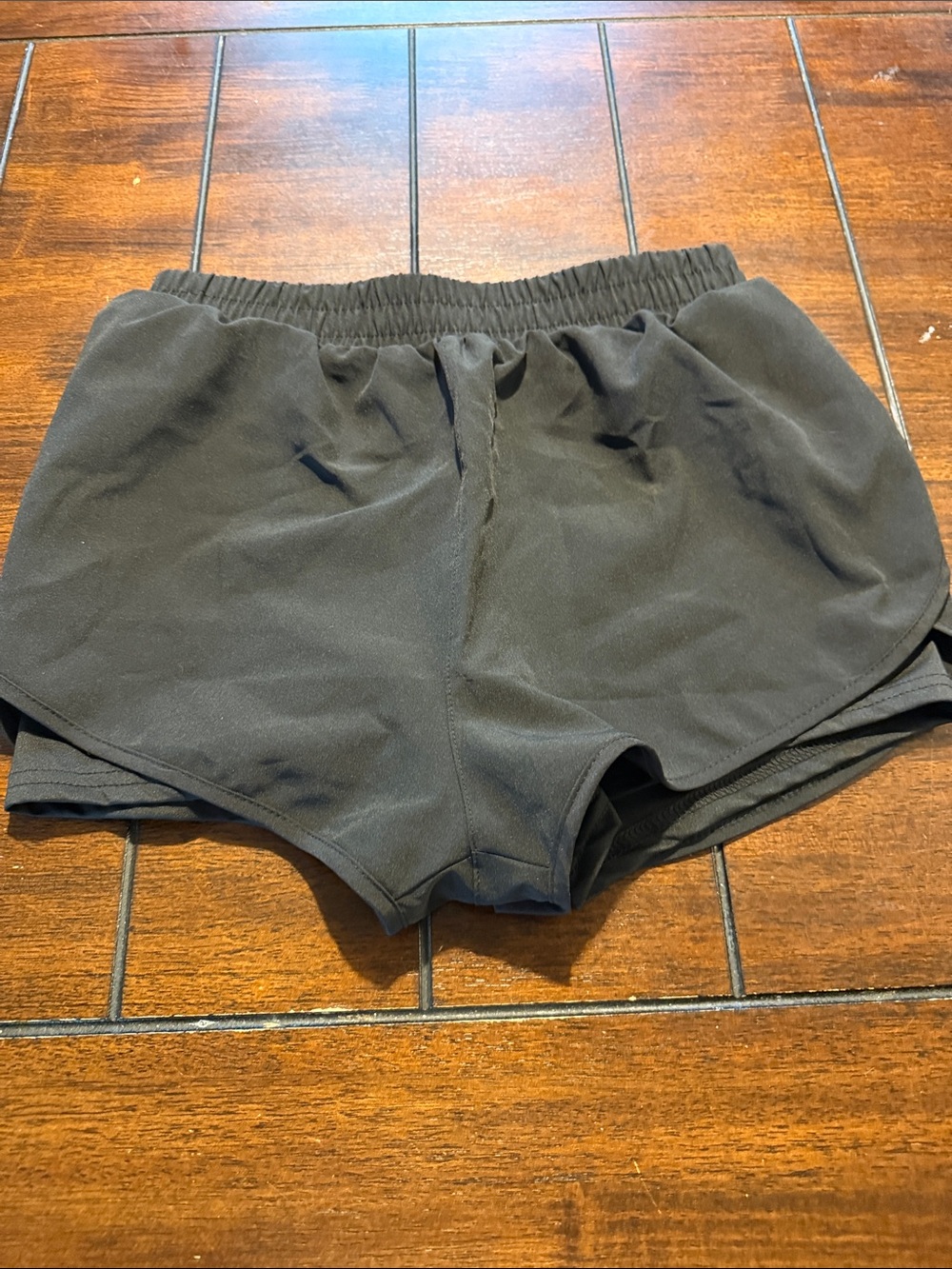 Black Athletic Layered Running Shorts